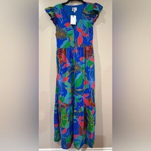 Sugarlips Woman’s Maxi Dress Size Large NWT Kids Floral Blue Red and Green